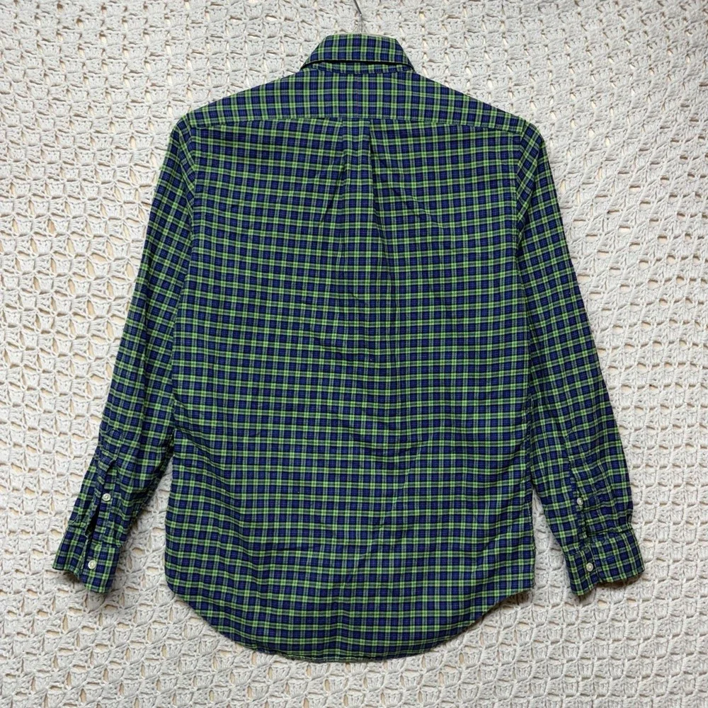 Ralph Lauren Shirt Mens S‎ Green Blue Orange Pony Check Button Down 100%Cotton